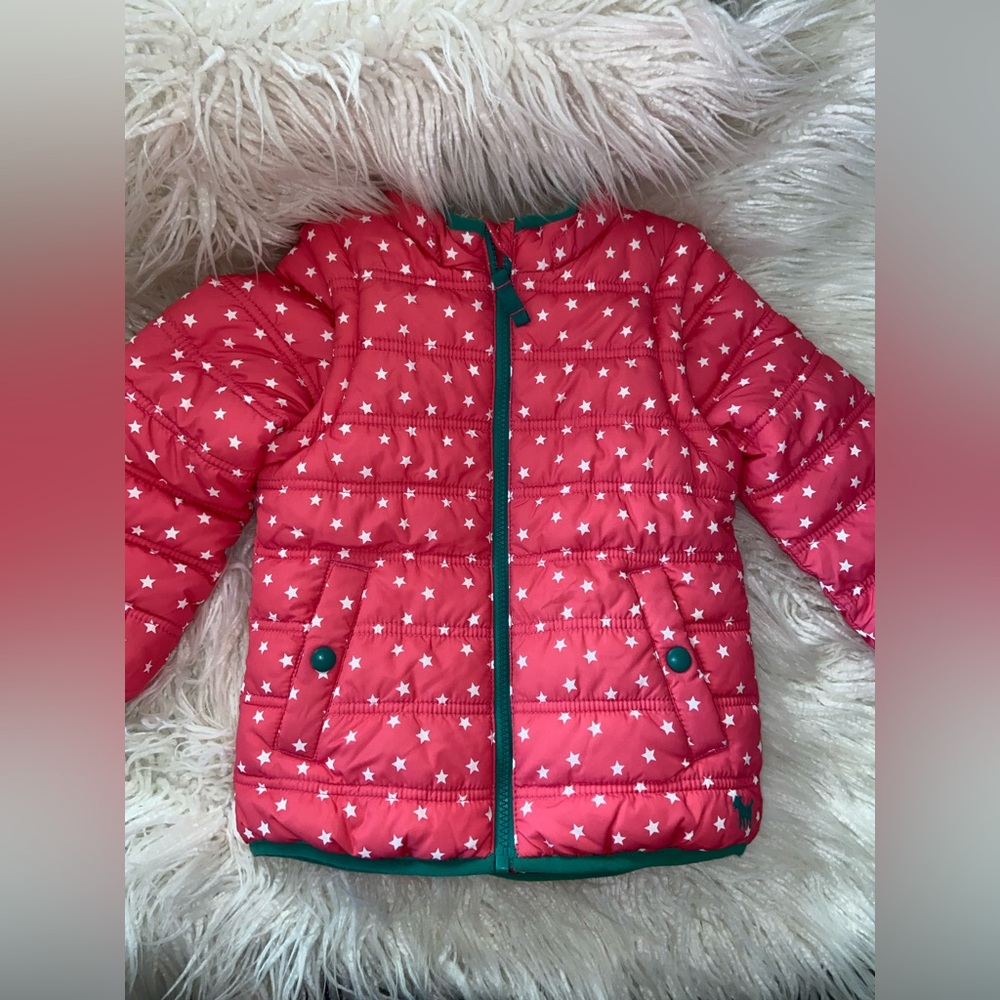 Mini Boden Pink Star Puffer Jacket 2 in one